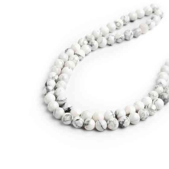 Хавліт натуральний камінь для браслетів та підвісок намистини для рукоділля на нитці 39-41 см діаметр 8 мм Кам'янець-Подільський