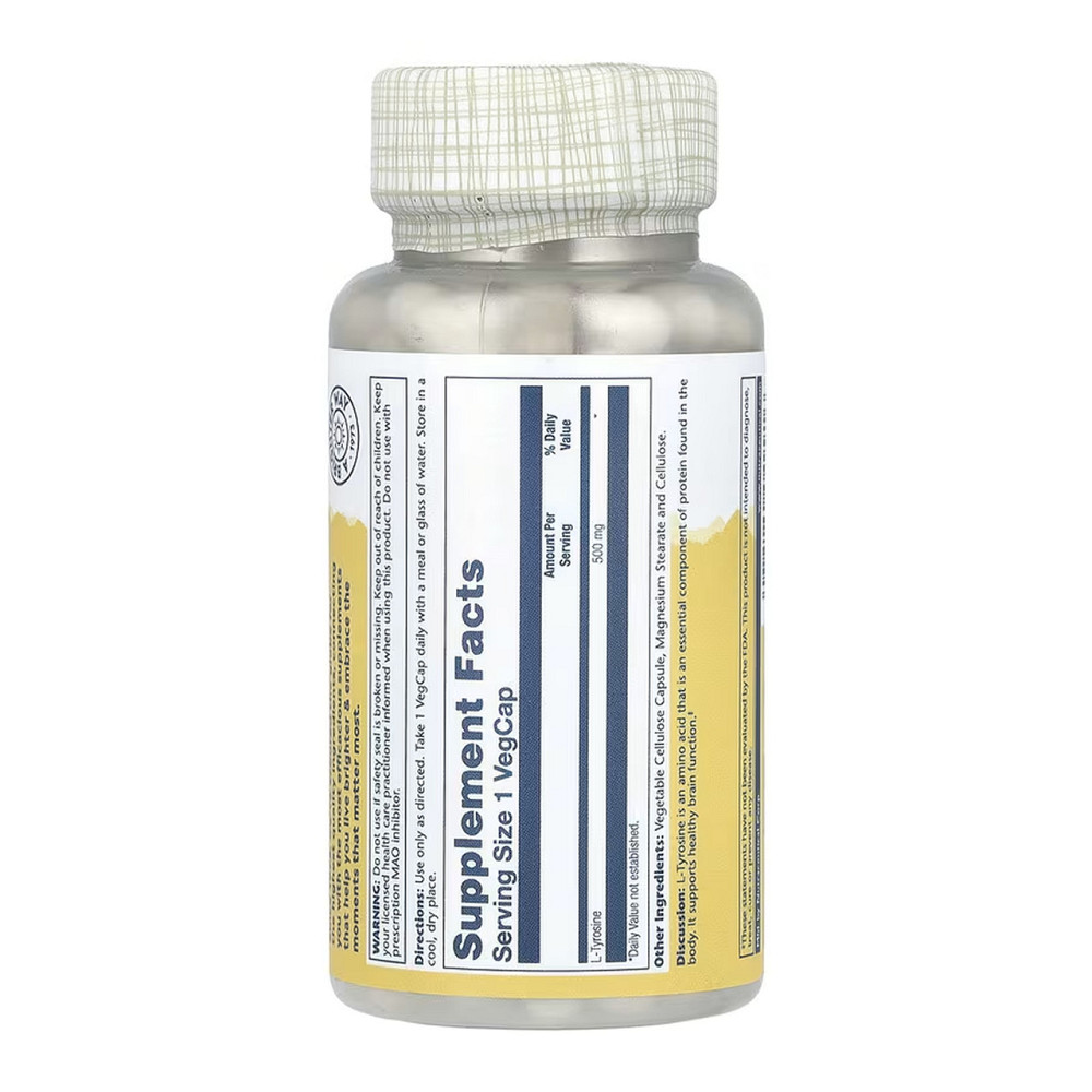 L-тирозин Solaray L-Tyrosine 500mg 100 вег капс Киев - изображение 2