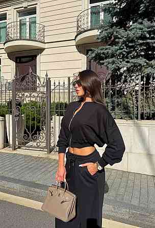 Женский прогулочный костюм двойка: кофта и штаны турецкая тринитка петля Черный, 42/44 Одесса