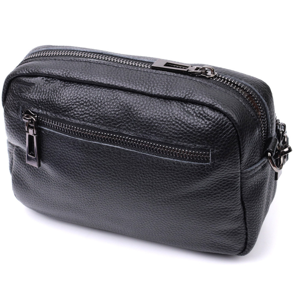 Жіноча сумка прошита ромбами на лицьовій стороні з натуральної шкіри Vintage 22634 Чорна Київ - фото 2