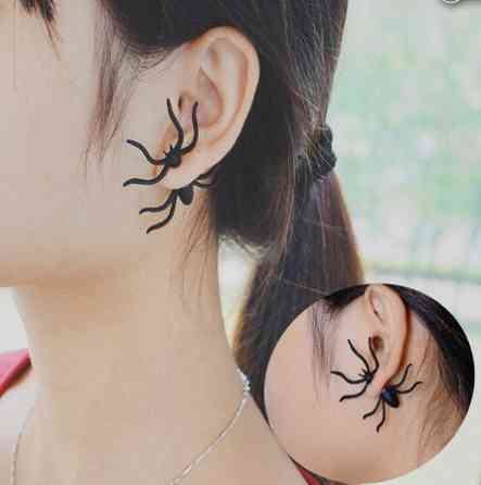 Серьга Паук 1 штука 4 на 4 см черный Киев