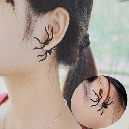 Серьга Паук 1 штука 4 на 4 см черный Киев - изображение 2