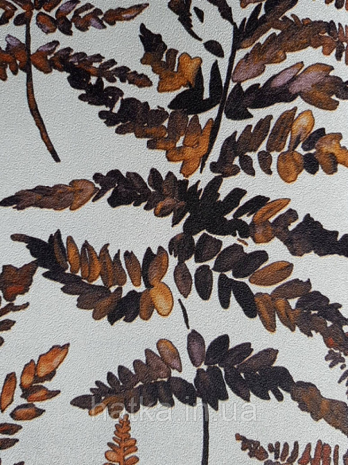 Ообои флізелінові еко Decoprint Essentials EE22543 листя папороті коричневі бурштинові чорні на білому Київ - фото 4
