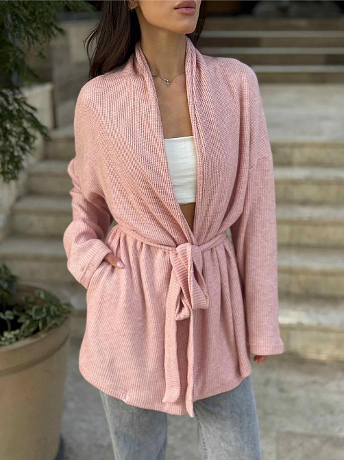 Женский теплый модный кардиган. Розовый, 46/48 Одесса - изображение 1