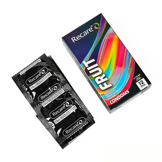 Презервативи Holographic Recare Color Fruit Flavour Condoms 12 шт, аромати: м'ята, банан, полуниця Львів
