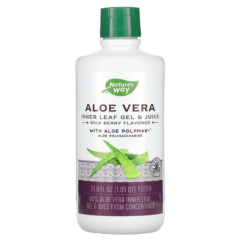 Алоэ вера, Aloe Vera, Nature's Way, гель и сок внутренних листьев с алоэ, дикая ягода, 1 литр Луцьк - фото 1