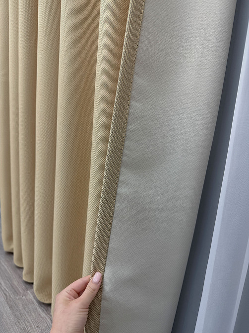Комплект готовых штор VR-Textil Лен-блэкаут Лен Мешковина № 1162ш Бежевый 150х270см 2 шт (30-975) Киев - изображение 15