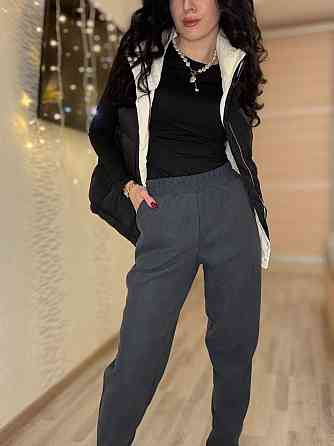 Женские утепленные брюки мом из вельвета на плотном флисе Графит, 46/48 Одесса