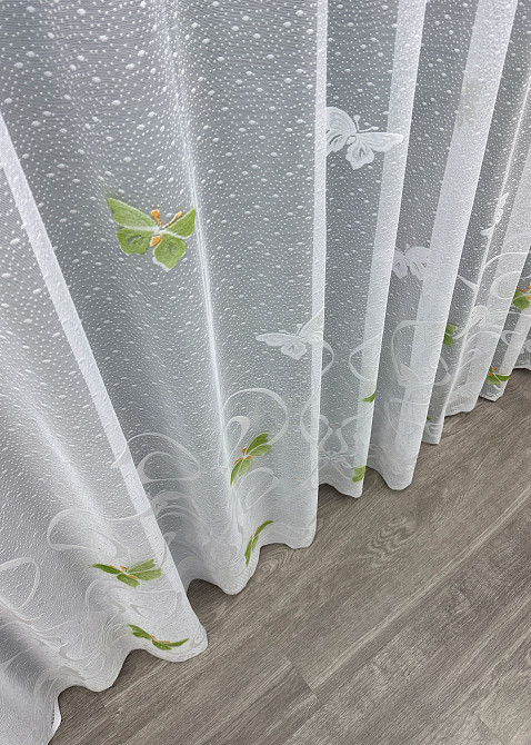 Тюль VR-Textil 1901т Жакард Білий з зеленим 300х270 см (42-0842) Київ - фото 8