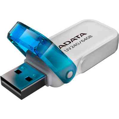 USB флеш накопичувач ADATA 64GB AUV 240 White USB 2.0 (AUV240-64G-RWH) Вінниця