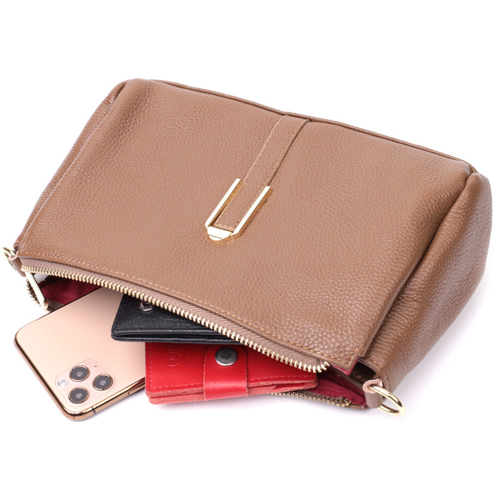 Женская стильная сумка через плече из натуральной кожи Vintage 22288 Бежевая Киев - изображение 9