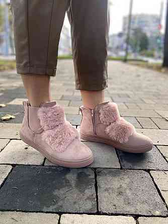 Черевики жіночі LX17-219 пудра (зима, еко-замша) (1141) 37 Коломия