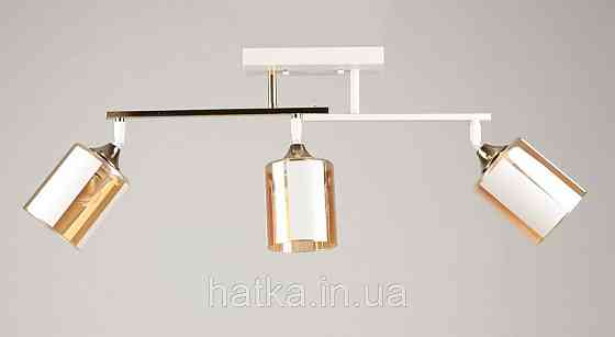 Люстра стельова VALESO K2322/3 на 3 плафони E27, Білий+Золото, Метал/Скло Київ