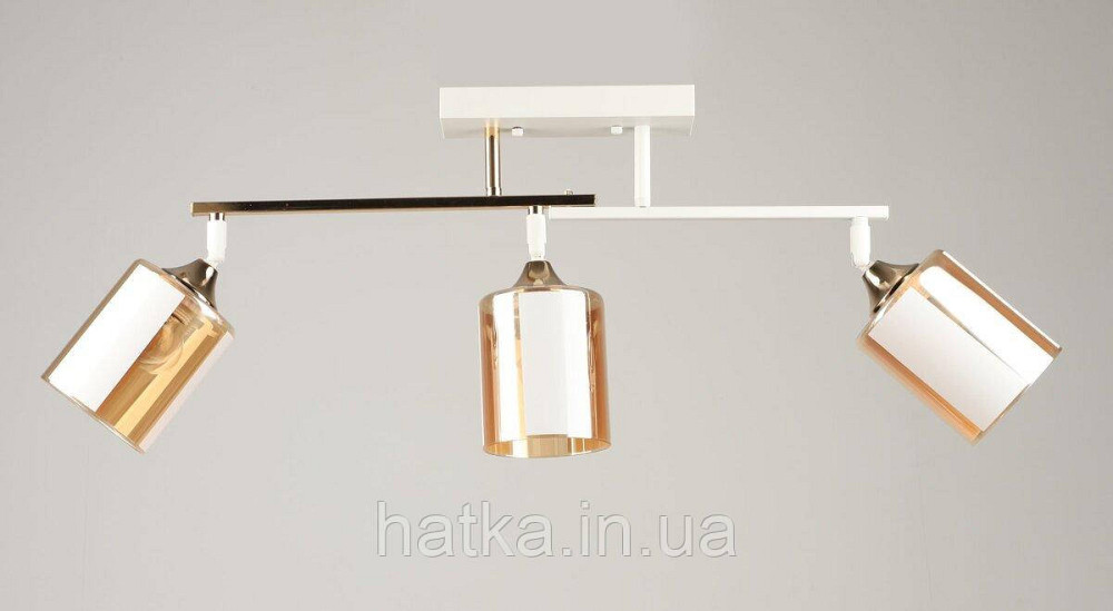 Люстра стельова VALESO K2322/3 на 3 плафони E27, Білий+Золото, Метал/Скло Київ - фото 1