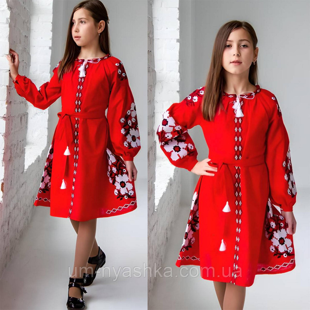 Дитяче вишите плаття натуральне полотно "Квіти Праги" р.134-152 Кривий Ріг - фото 1