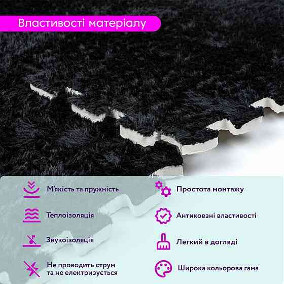 Пол-пазл плюшевый 30х30х1см Чёрный (D) SW-00002078 Днепр