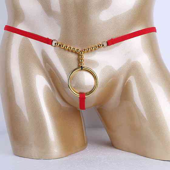 Мужские стринги с кольцом универсальный красный Киев