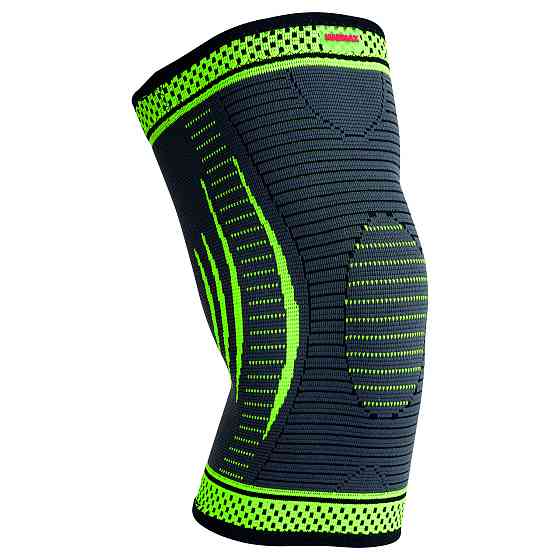 Компресійний наколінник MadMax MFA-284 3D Compressive knee support Dark grey/Neon green M Каменское
