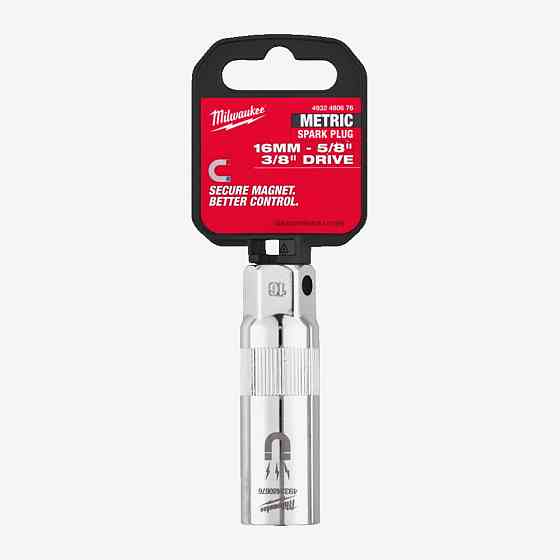 Головка магнітна хромована 3/8'' MILWAUKEE для свічок запалювання, 16мм Одеса