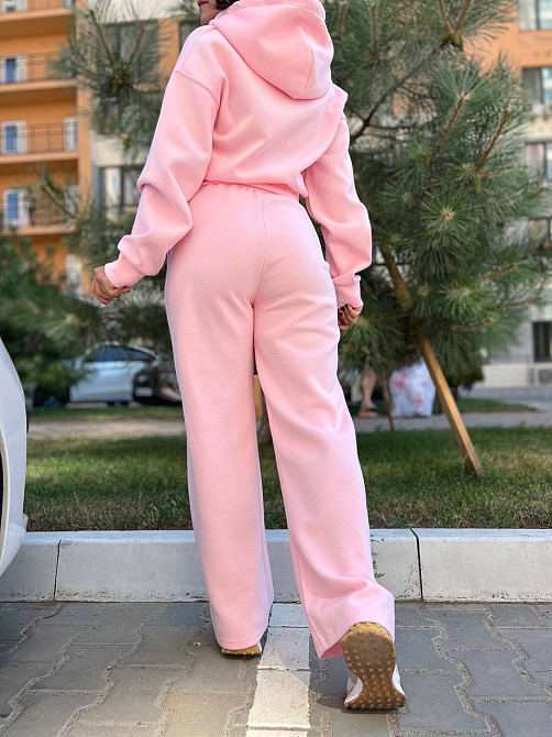 Женский костюм Joy One 80073 укороченное худи на молнии с капюшоном и брюки ровные от бедра, розовый, XL Киев - изображение 7