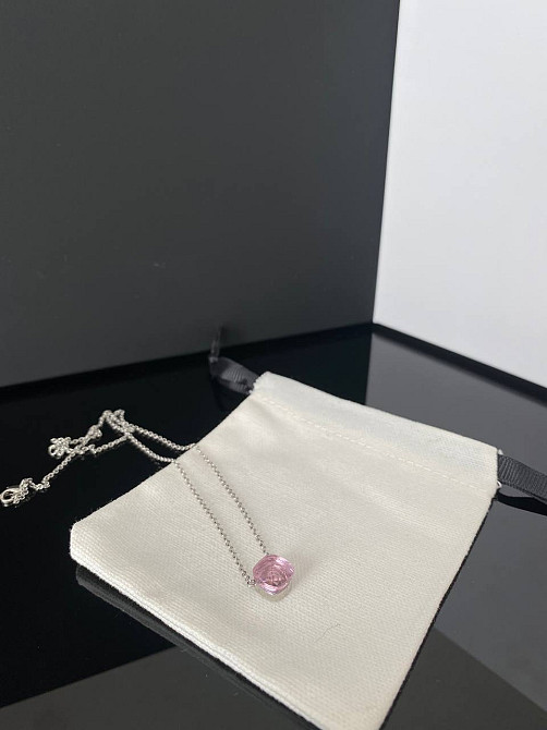 Серебряная подвеска с розовым кулоном / Подвеска с квадратным розовым кварцем Одесса - изображение 2