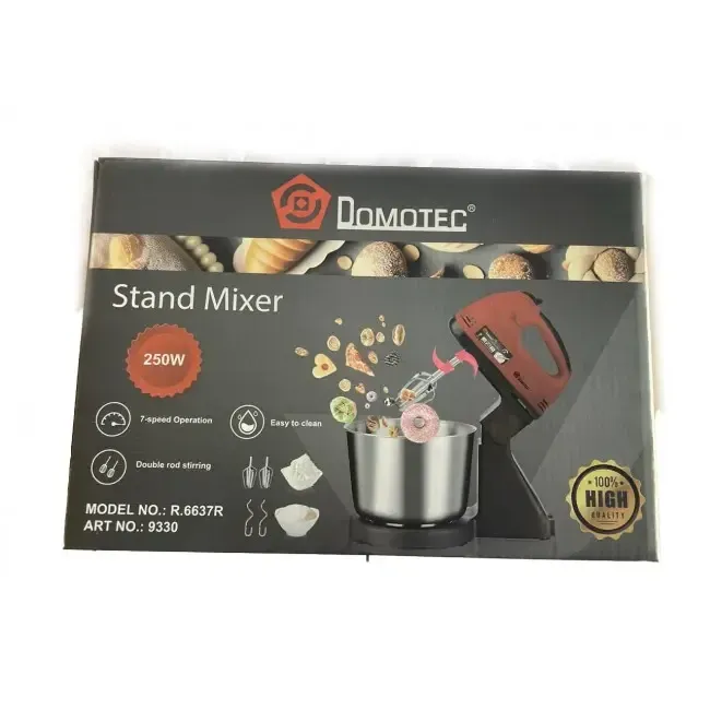 DOMOTEC міксер R6637R з 2л чашею/метал, 250 Вт, 7 швидкостей, з 2 вінчиками і 2 гаками для тіста Одеса - фото 2