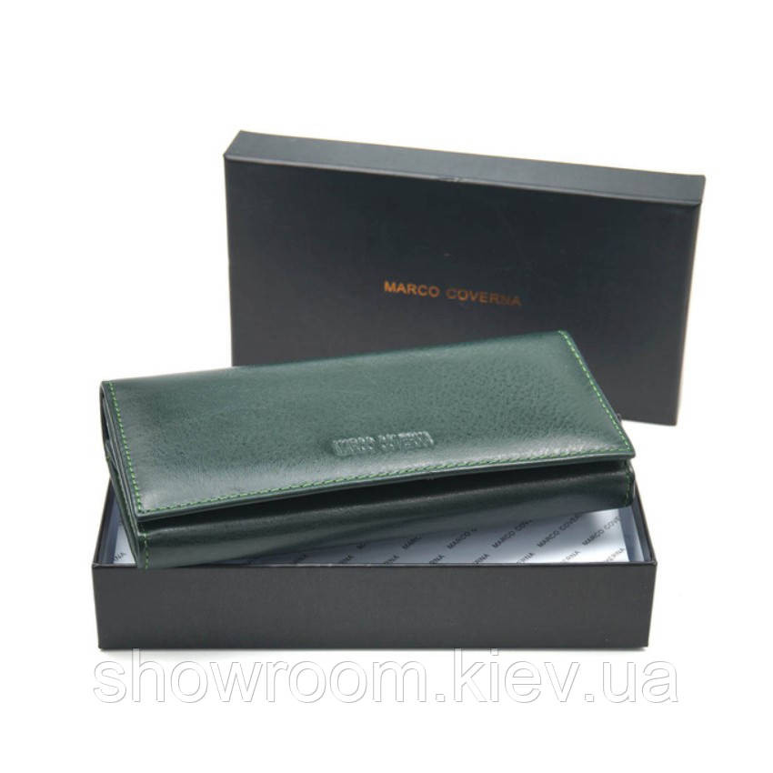 Жіночий шкіряний зручний гаманець Marco Coverna (051) темно зелений Київ - фото 1