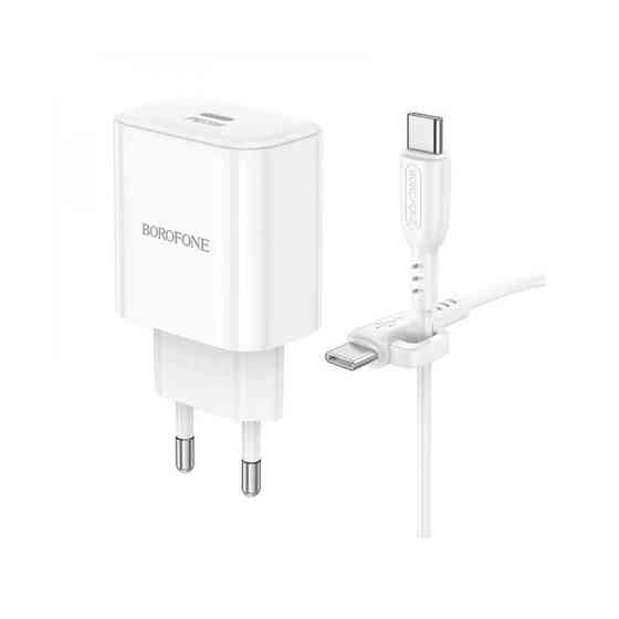Мережевий зарядний пристрій з кабелем BOROFONE BA81A single port PD20W charger set (Type-C to Type-C) (EU) Одеса