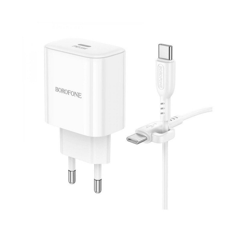 Мережевий зарядний пристрій з кабелем BOROFONE BA81A single port PD20W charger set (Type-C to Type-C) (EU) Одеса - фото 4