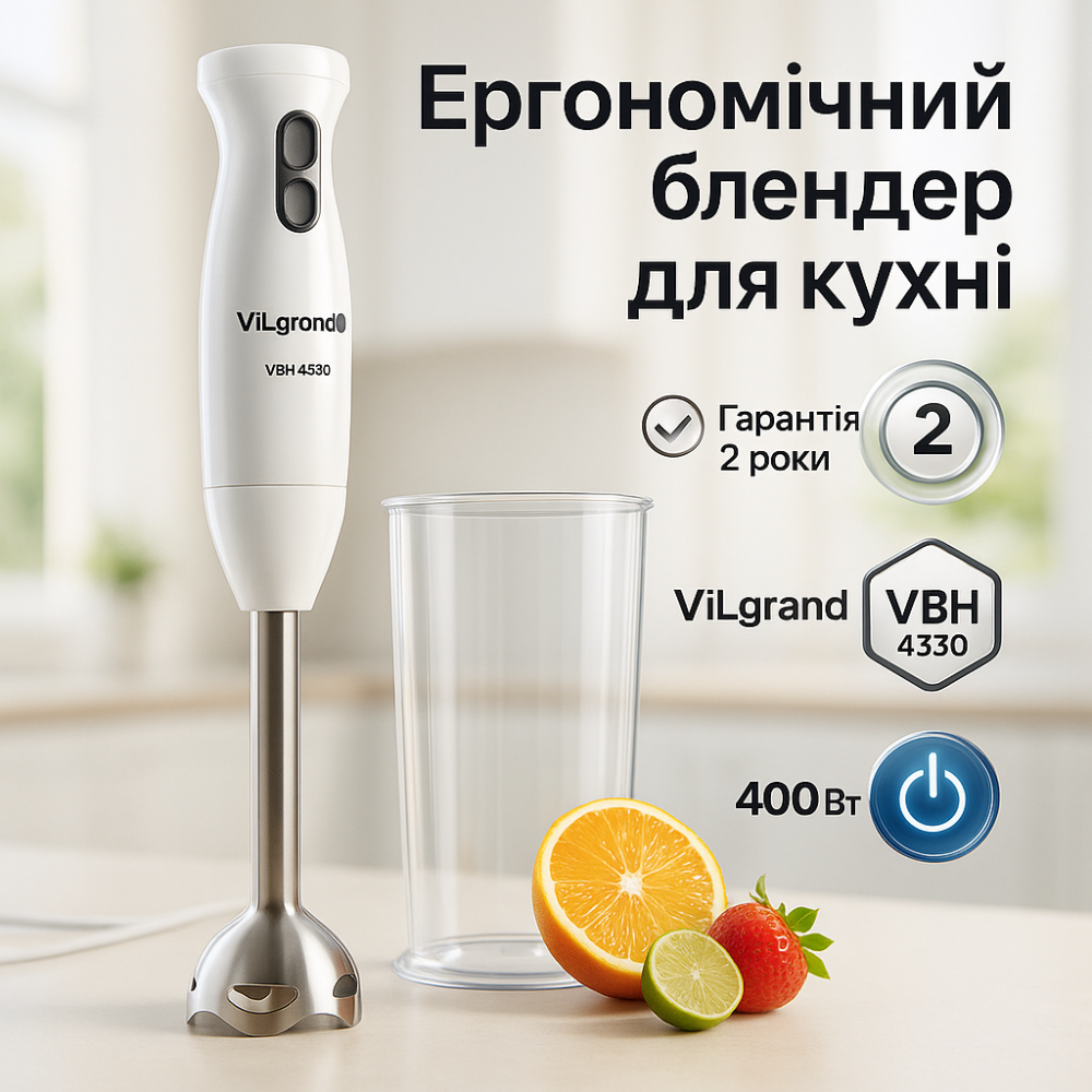 Блендер для твердых ингредиентов ViLgrand VBH4330 400 Вт, Блендер электрический для смузи KW-19 Львов - изображение 11