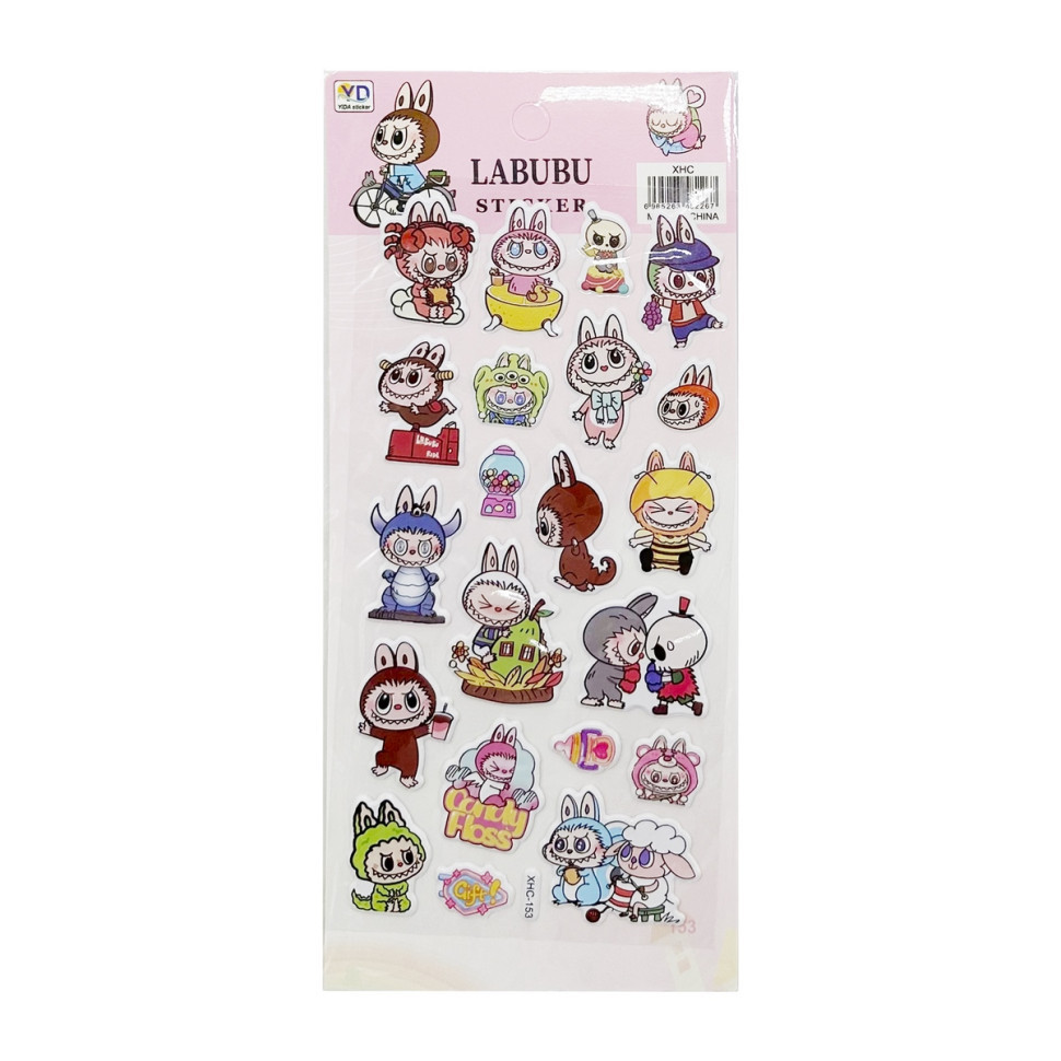 Дитячий набір наліпок "Лабубу" YG0328(Pink) мікс, 10х22 см Вінниця - фото 1