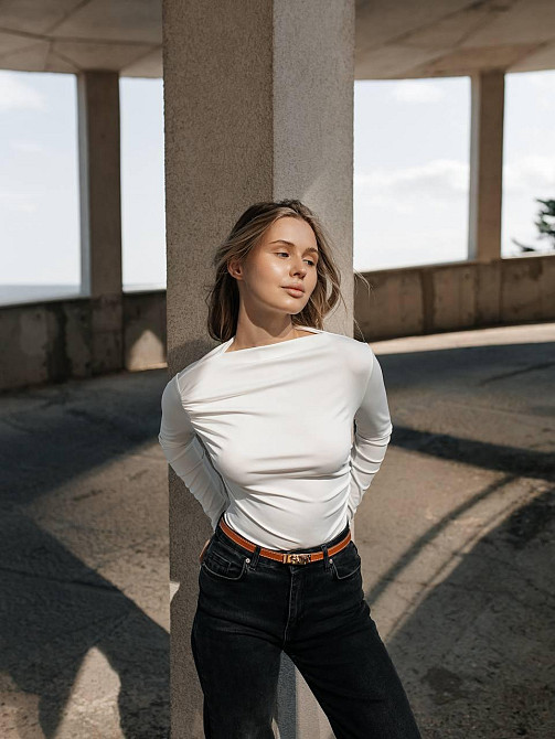 Жіночий базовий боді з драпіруванням мікро дайвінг Молочний, 42/44 Одеса - фото 4