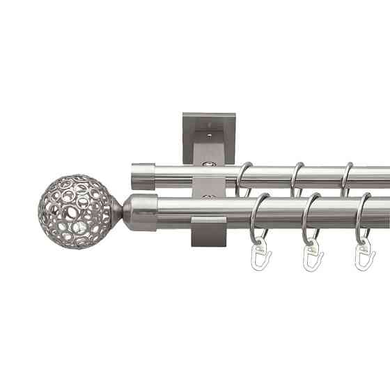 Карниз Orvit Савона металевий дворядний техно гладка труба кільце металеве Нержавіюча Сталь 25\19 мм 160 см (00-00026569) Львів