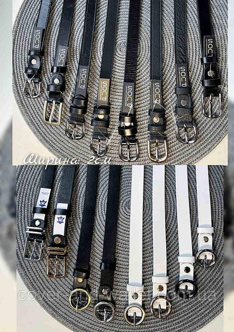 Стильный кожаный женский ремень черного цвета 25мм Puos Киев - изображение 5