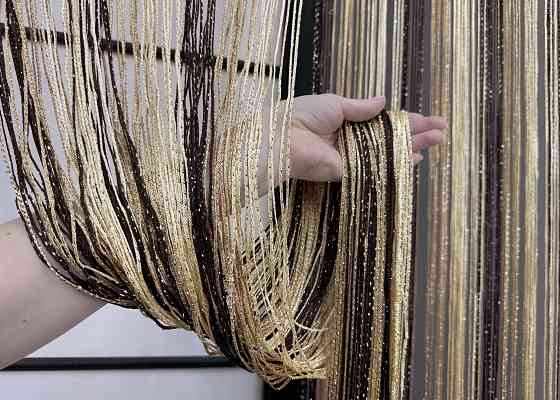 Штори-нитки "Кісея" з люрексом Венге з бежевим і кремовим 300х300см 1 шт (61-085) Київ