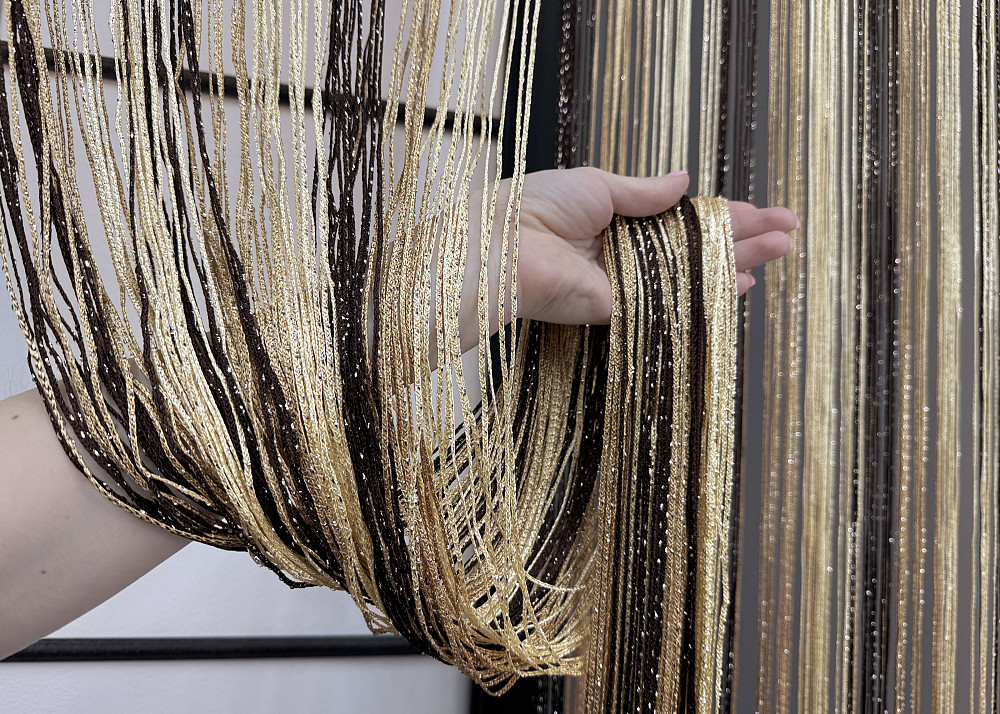 Штори-нитки "Кісея" з люрексом Венге з бежевим і кремовим 300х300см 1 шт (61-085) Київ - фото 5