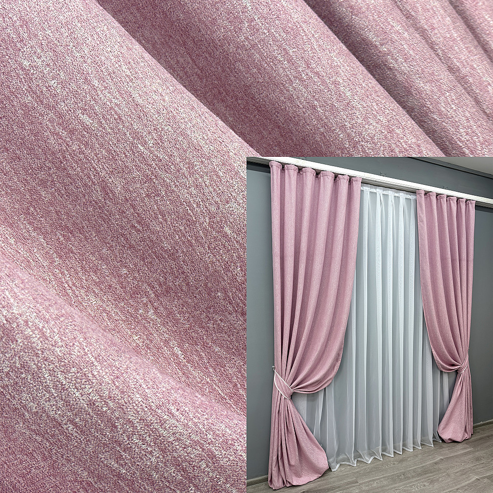 Комплект готовых штор VR-Textil Лен № 1728ш Розовый 150х290 см 2 шт (33-0645) Киев - изображение 1