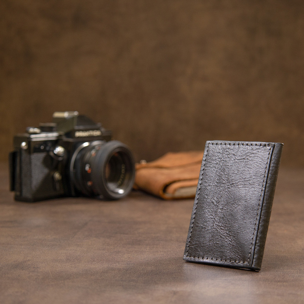 Кожаная небольшая визитница Черный (GRANDE PELLE) Киев - изображение 3