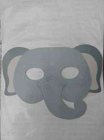 Дитяча маска Слон із картону для свята 19 на 14 см сірий Київ