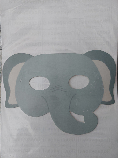 Дитяча маска Слон із картону для свята 19 на 14 см сірий Київ - фото 1