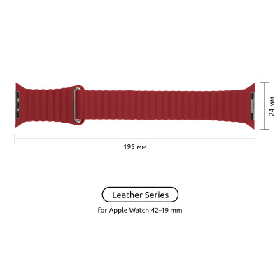 Ремешок для смарт-часов Armorstandart Leather Loop для Apple Watch 49/46/45/44/42 (Series 1-3) Red (ARM45824) Винница - изображение 2