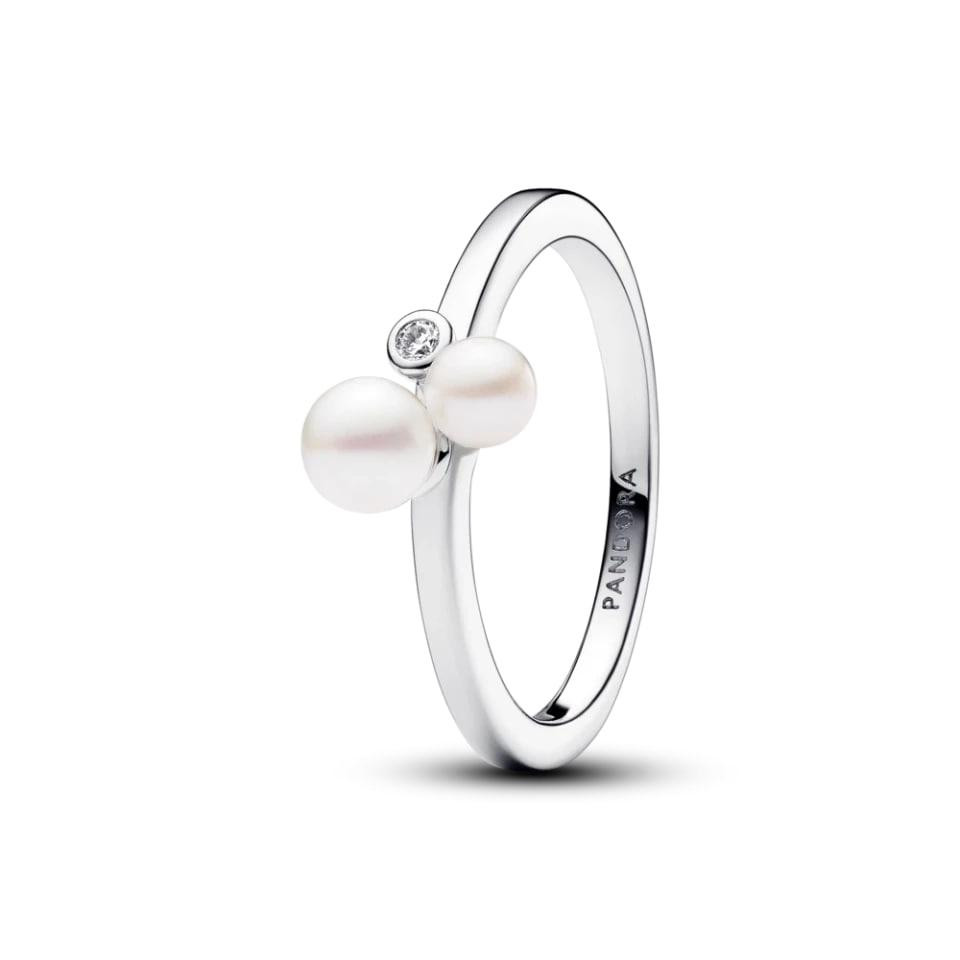 Серебряное кольцо Pandora с дуэтом жемчужин 193156C01 54MasterSem Киев - изображение 1