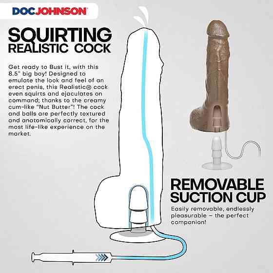 Фалоімітатор, що кінчає Doc Johnson The Realistic Cock ULTRASKYN - Squirting 9,5 Inch Caramel Sex Aura Київ