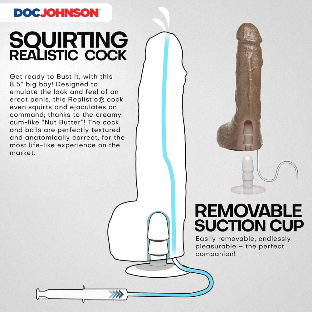 Фалоімітатор, що кінчає Doc Johnson The Realistic Cock ULTRASKYN - Squirting 9,5 Inch Caramel Sex Aura Київ - фото 3