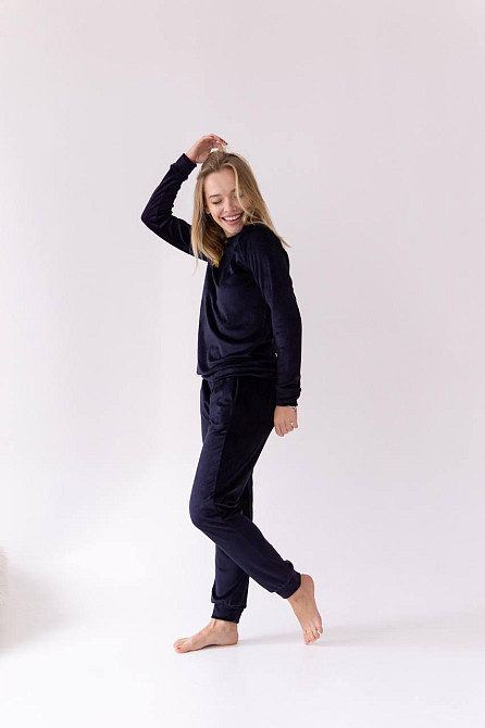 Жіночий спортивний велюровий костюм Синій S Харків - фото 3