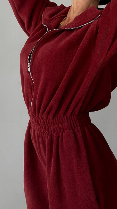 Стильный женский изящный комбинезон двусторонний флис. Бордо, 42/44 Одесса - изображение 2