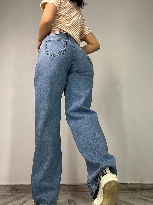 Джинси жіночі Zeo Basic 4742 palazzo jeans висока талія широкі палаццо стрейчеві блакитні, блакитний, 34, 34, 73 см, 100 см Київ - фото 10