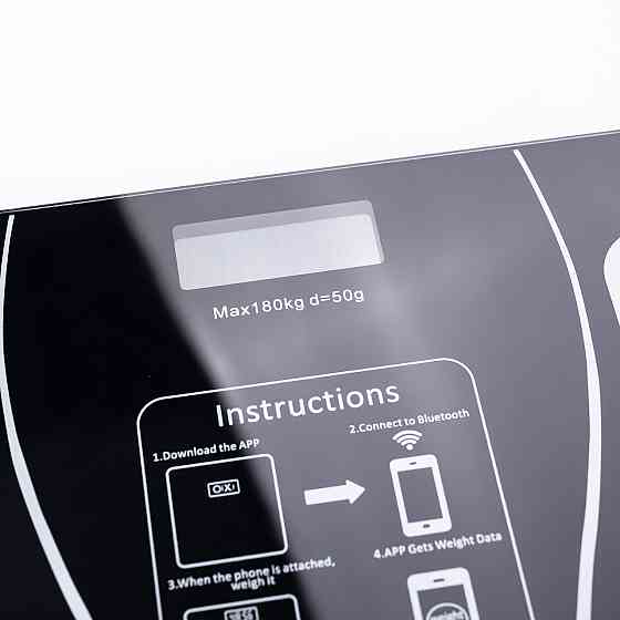 Смарт ваги електронні Sokany 26х26 см до 180 кг з синхронізацією з телефоном чорні SK-19019B Коломия
