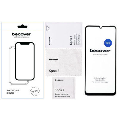 Стекло защитное BeCover Poco C65 10D Black (711527) Винница - изображение 2