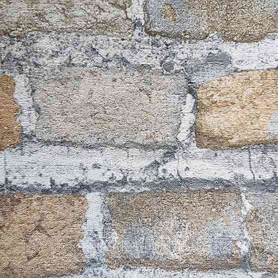 Обои виниловые на флизелине Rasch Factory 0.53х10,05 под кирпич серый коричневый кирпичный 428056 Киев